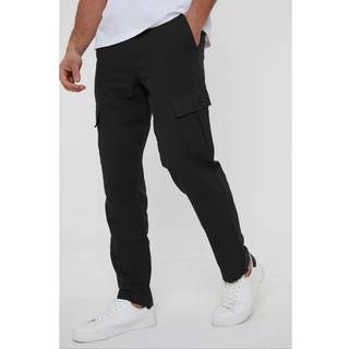 Threadbare Threadbare Black Linen Blend Cargo Trousers