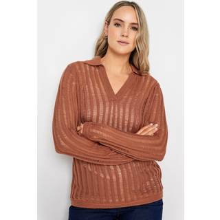 Lts Tall Rust Orange Collared Crochet Jumper 8-10 Lts | Tall Women's Sweaters & Jumpers