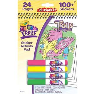 Crayola Trolls Color & Erase Sticker Activity Pad 12 Genanvendelige trold farvel?gningssider & 100 klisterm?rker Gave