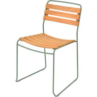 Fermob - Surprising Teak Chair, Pesto - Udendørs spisebordsstole - Harald Guggenbichler - Grøn - Metal/Træ