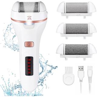 Elektrisk fodfil, hård hudfjerner med 3 poleringshoveder, USB-genopladelig