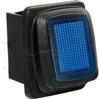 Kontakt On/Off Firkantet  - Vandtæt 12V-24V - Led Blå - Hurtig levering