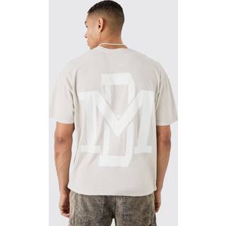 Mens Stone Oversized Boxy Overdyed Graphic T-shirt