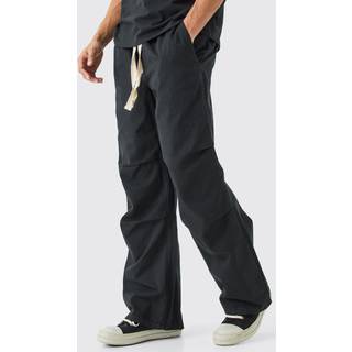 Mens Black Elasticated Waist Contrast Drawcord Baggy Trouser