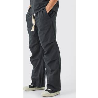 Mens Charcoal Elasticated Waist Contrast Drawcord Baggy Trouser