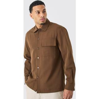 Mens Chocolate Regular Long Sleeve Ripstop Overshirt