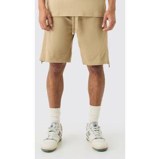 Mens Taupe EDITION Oversized Heavyweight Zip Hem Shorts