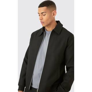 Mens Black Overszied Smart Harrington Overshirt