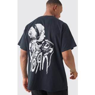 Mens Black Oversized Korn Band License T-shirt