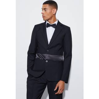 Mens Black Slim Fit Satin Trim Tuxedo Jacket