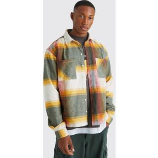 Mens Orange Heavyweight Check Boxy Overshirt