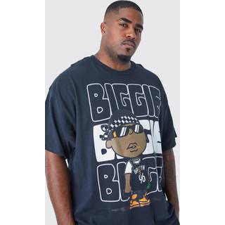 Mens Black Plus Size Notorious Big Chest Print License T-shirt