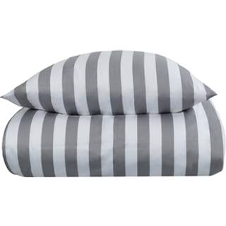 Stribet sengetøj til king size dyne - 240x220 cm - Blødt bomuldssatin - Nordic Stripe - Gråt og hvidt sengesæt