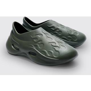 Mens Khaki Perforated Flame Moulded Mule