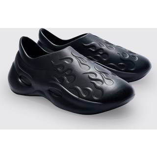 Mens Black Perforated Flame Moulded Mule