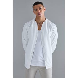 Mens White Long Sleeve Open Neck Soft Twill Shirt
