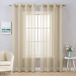 Miulee 2 paneler Fast farve beige rene gardiner Elegant Grommet Vindue Voile Paneler/Drapes/behandling til soveværelse stue (54x72 tommer)