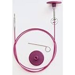 KnitPro Stålwire Swivel (40-150 cm) Sættet kommer med 1 kabel, 2 stoppere og 1 strammenøgle. Vælg mellem 7 forskellige størrelser.