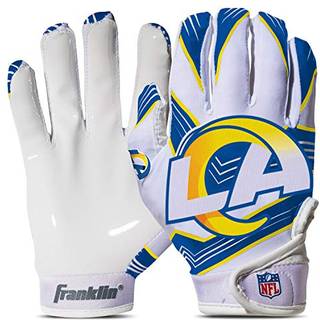Franklin Sports Los Angeles Rams Youth NFL -fodboldmodtagerhandsker - Modtagerhandsker til b?rn - NFL -teamlogoer og silikone palm - Ungdom S/XS