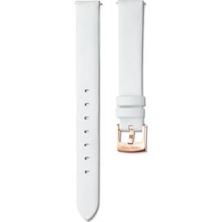 Uhrenarmband, 14 mm Breite, Leder, Weiß, Roségoldfarbenes Finish