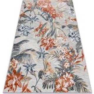 Tæppe Strukturelt BOTANIC 65262 blomster, fladvævet på balkonen, terrasse - grå 157x220 cm