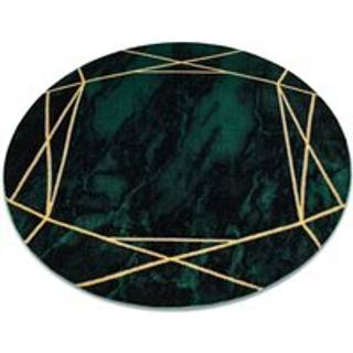 Tæppe EMERALD eksklusiv 1022 cirkel - glamour, stilfuld marmor, geometrisk flaske grøn / guld cirkel 200 cm