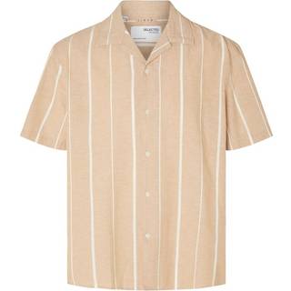 Selected Relax New Linen Shirt SS Resort Egret Stripe