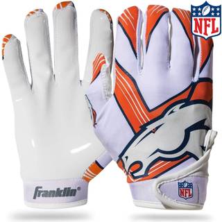 Franklin Sports Denver Broncos Youth NFL -fodboldmodtagerhandsker - Modtagerhandsker til b?rn - NFL -teamlogoer og silikone palm - ungdom M/L par