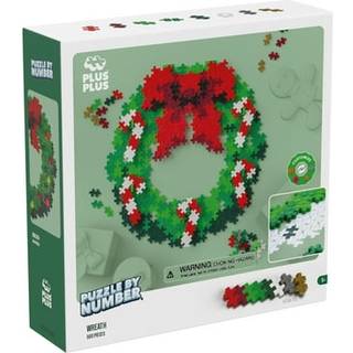 Plus Plus Puzzle by Number 500 Piece Mini Interlocking Hashtag Color Blocks 3D Pixel Art Kit For Kids - Christmas Wreath