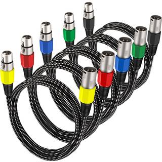 Kinxiyu xlr kabel 3 ft/5 pakning mikrofon kabel 3 pin nylong flettet afbalanceret xlr mand til xlr kvindelig tunge mikrofon lapper.