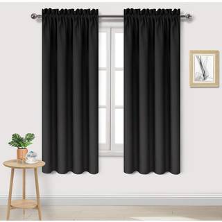 DWCN Black Room Mørkende mørklægningsgardiner - Rod Pocket Termisk isoleret privatliv Energi Besparende vinduesgardin Draper 42x 72 tommer Længde