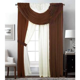 Sapphire Home Windows Sheer Curtains - To tone 4 paneler indstillet med valance og bindinger 55 """" x 63 """" Privatlivets voile vindue gardiner til