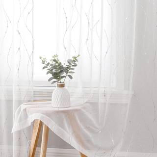 Smil Weaver White Sheer Curtains til stue 63 tommer længde Privatliv og lysfiltrering Semi Sheer Curtain Letvægt Voil