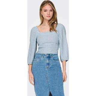 Only - Blå - Onlcaro 3/4 Bal Linen Smock Top Cc - Blå - X-Small