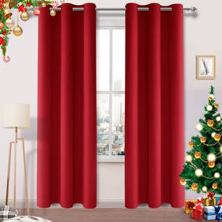 DWCN Red Blackout Gardiner til stue Jul gardiner 84 tommer l?ngde Solid v?relse m?rkere gardiner til sovev?relse r?de gardiner gardiner til vindu