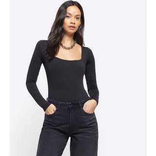 River Island River Island Black Long Sleeve Square Neck Bodysuit