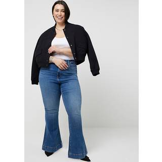 River Island River Island Dark Blue Petite High Rise Tummy Hold Flare Jeans