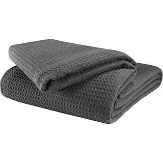 Glamburg 100% bomuld termisk t?ppe ?ndbart senget?ppe Queen Size bl?dt vaffelt?ppe Queen t?ppe All Season bomuldst?ppe Charcoal