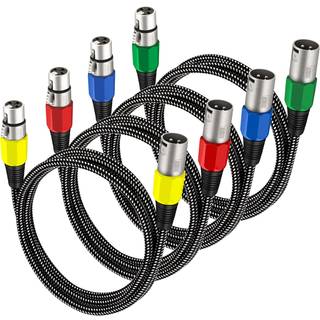 Kinxiyu xlr kabel 3 ft/4 pakning mikrofon kabel 3 pin nylong flettet afbalanceret xlr han til xlr kvindelig tunge mikrofon patch snor