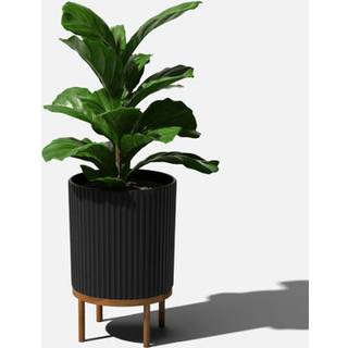 Veradek Demi Series Round Planter m/ stand for veranda/ g?rdhave | Holdbar plastbeton og tr?stand | Moderne d? Cor til h?je planter blomster
