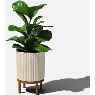 Veradek Demi Series Round Planter m/ stand for veranda/ g?rdhave | Holdbar plastbeton og tr?stand | Moderne d? Cor til h?je planter blomster