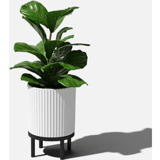 Veradek Demi Series Round Planter m/ stand for veranda/ g?rdhave | Holdbar plastbeton og tr?stand | Moderne d? Cor til h?je planter blomster