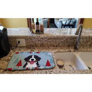 """" Caroline's Treasures Winter Holiday Bernese Mountain Dog Dish Drying Mat 14 """" """" X 21 """" """" """"