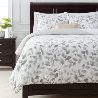 Chanasya Premium Layered Leaf Duvet Cover Set - Dynecover (68 x 90) & 1 Pillow Sham (20 x 26) - 2 -delt s?t Twin Size Gray Creme