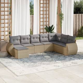 sofasæt til haven 8 dele med hynder polyrattan beige