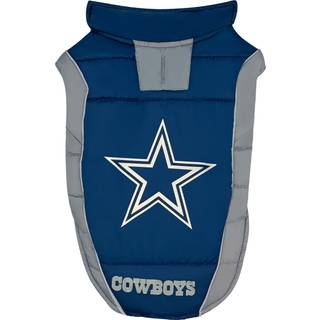 NFL Dallas Cowboys puffervest til hunde og katte, strrelse Small. Varm hyggelig og vandtt hundefrakke til sm og store hunde/katte. Bedste NFL-
