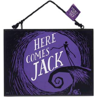 Disney The Nightmare Before Christmas Double -Sided Hanging Sign - Here Comes Jack og Oogies tur til Boogie - Fun Halloween Decoration