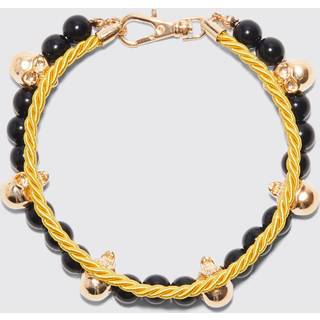 Mens Gold Skull Bead And Chain Bracelets
