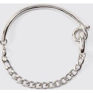 Mens Metal Tab Detail Bracelet In Silver