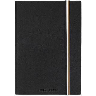 A5-notesbook i sort imiteret læder med signaturstribet strop
